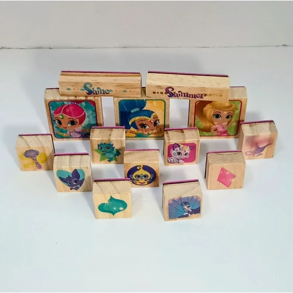 Shimmer & Shine Cartoon Characters Wood Mounted Rubber Stamp Lot